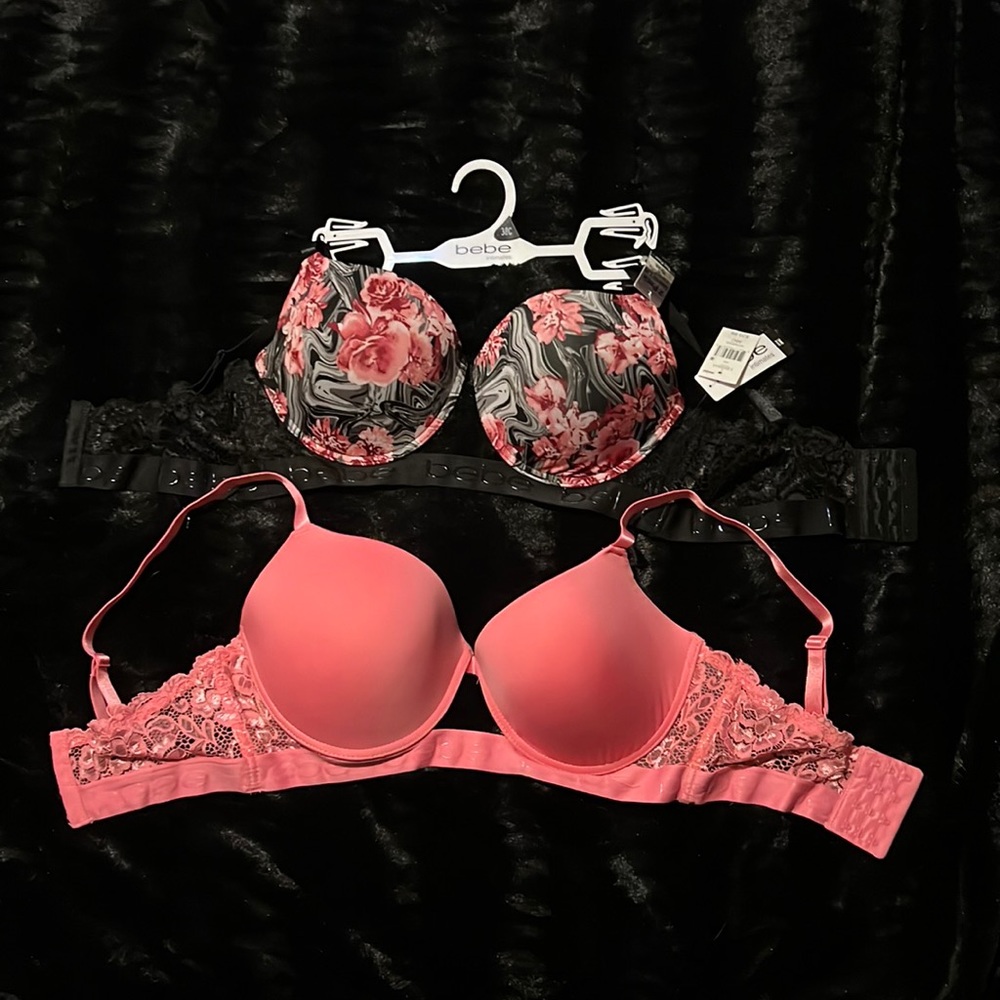 Pink and black bebe bras brand new